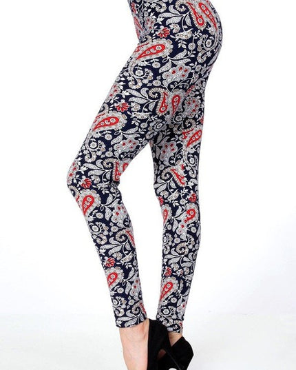 N244 KIDS BUTTERY SOFT PAISLEY PRINT FULL LEGGINGS