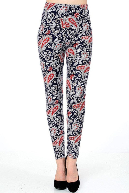 N244 KIDS BUTTERY SOFT PAISLEY PRINT FULL LEGGINGS