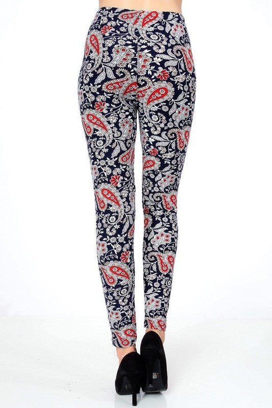 N244 KIDS BUTTERY SOFT PAISLEY PRINT FULL LEGGINGS