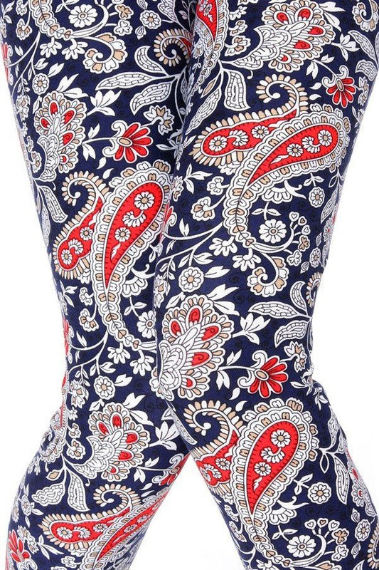 N244 KIDS BUTTERY SOFT PAISLEY PRINT FULL LEGGINGS