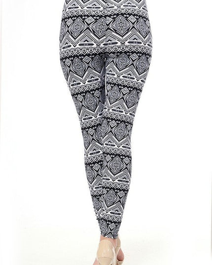 KIDS N169 KIDS ETHNIC PRINT BRUSHED LEGGINGS