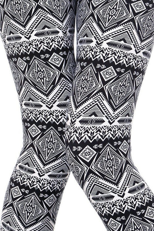 KIDS N169 KIDS ETHNIC PRINT BRUSHED LEGGINGS