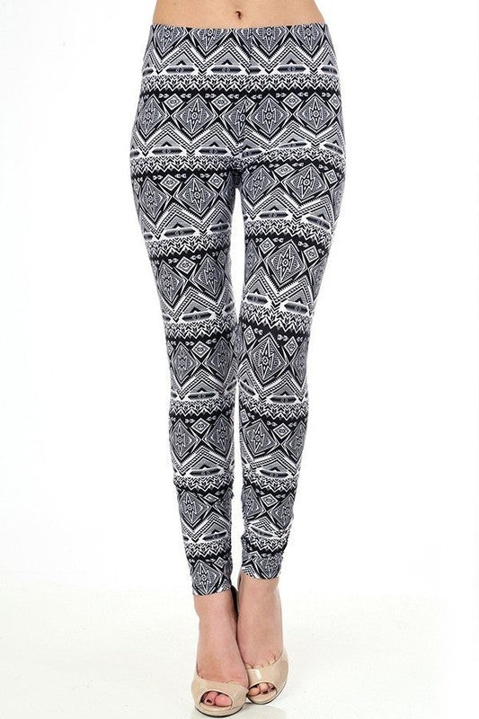 KIDS N169 KIDS ETHNIC PRINT BRUSHED LEGGINGS