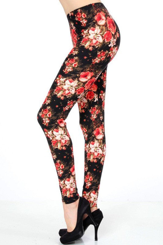 KIDS N235 KIDS FLORAL PRINT FULL LEGGINGS