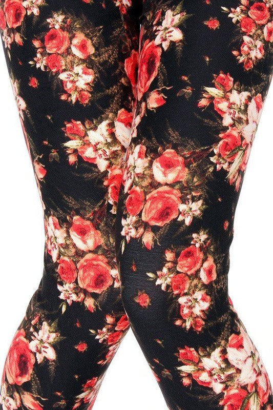 KIDS N235 KIDS FLORAL PRINT FULL LEGGINGS