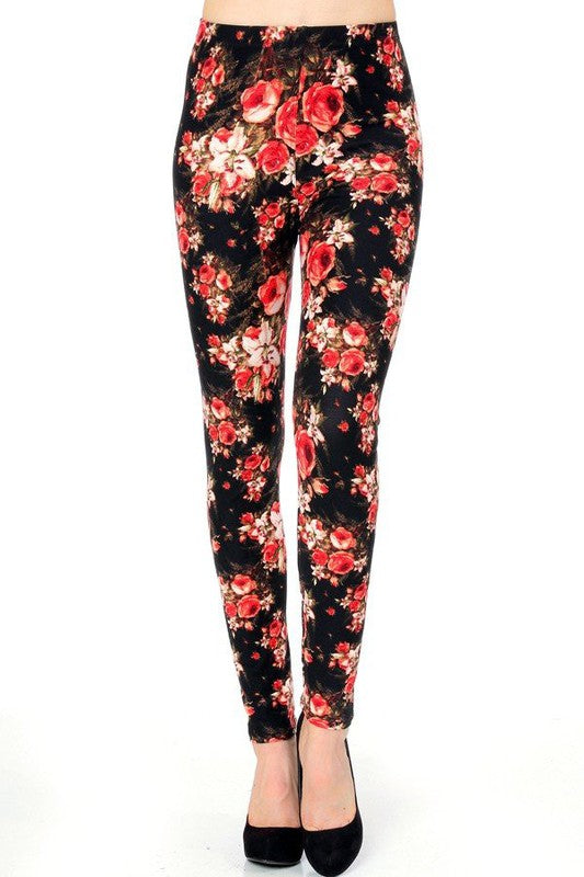 KIDS N235 KIDS FLORAL PRINT FULL LEGGINGS