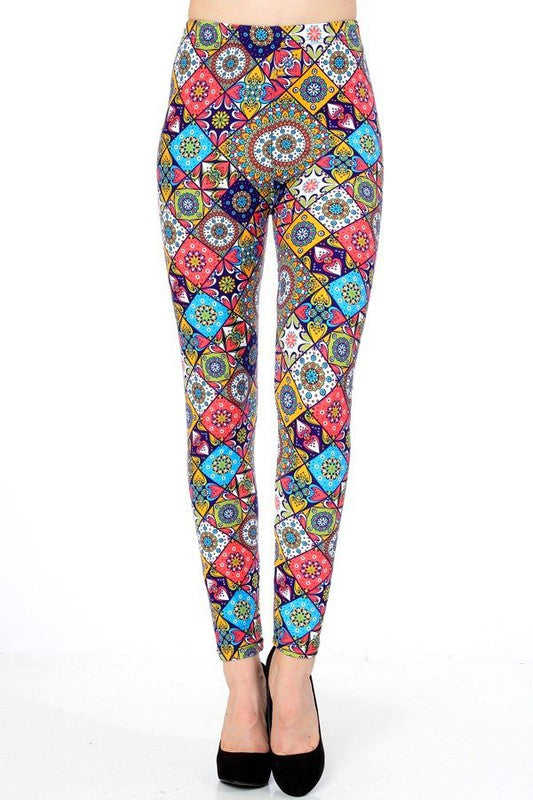 KIDS N248 KIDS SOFT ETHNIC MIX & MATCH PRINT LEGGINGS