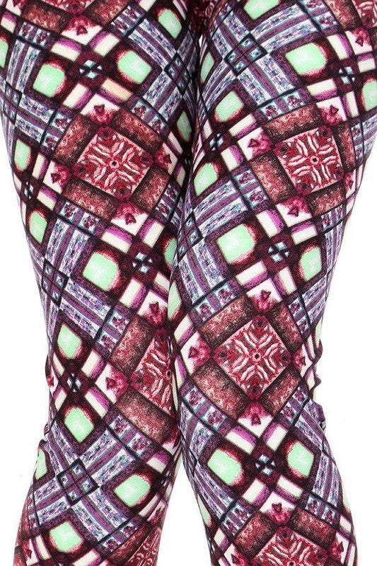 KIDS N206 KIDS ETHNIC PRINT BRUSHED FULL LEGGINGS