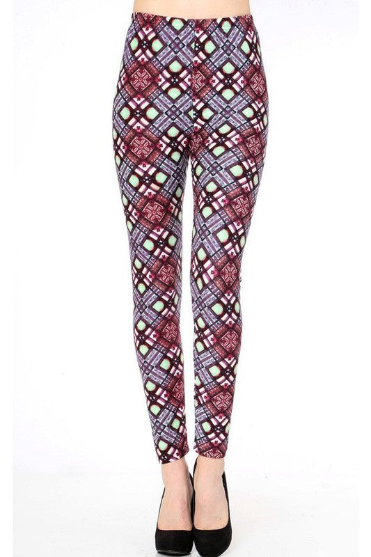 KIDS N206 KIDS ETHNIC PRINT BRUSHED FULL LEGGINGS