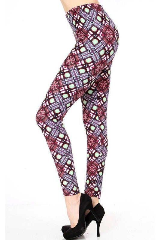 KIDS N206 KIDS ETHNIC PRINT BRUSHED FULL LEGGINGS