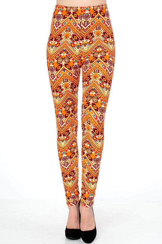KIDS N245 KIDS BUTTERY SOFT TRIBAL PRINT FULL LEGGINGS