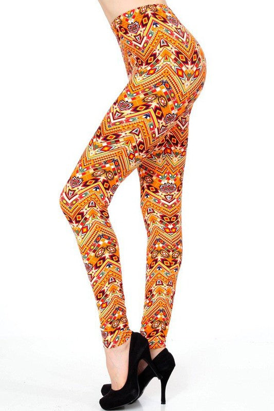 KIDS N245 KIDS BUTTERY SOFT TRIBAL PRINT FULL LEGGINGS