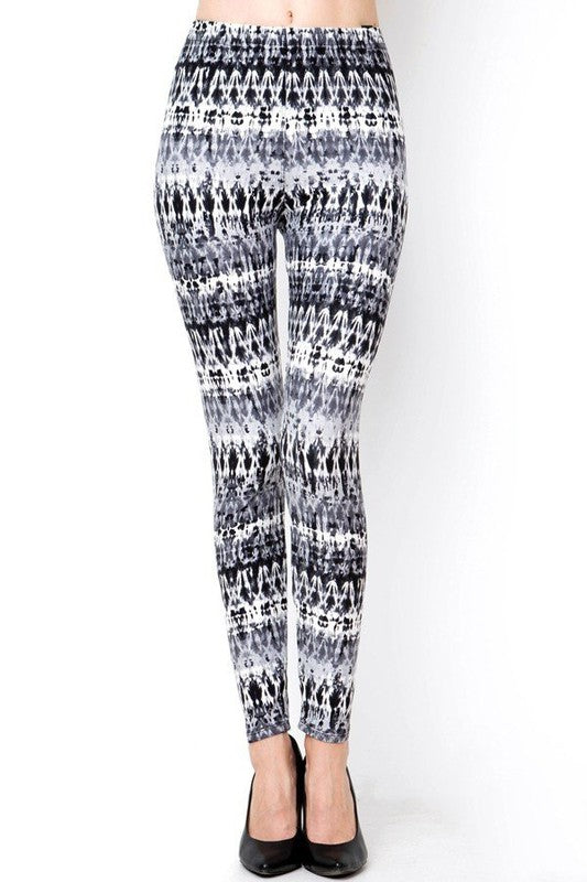 KIDS N157 KIDS ETHNIC TIE DYE PRINT BRUSHED FULL LEGGINGS