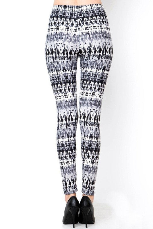 KIDS N157 KIDS ETHNIC TIE DYE PRINT BRUSHED FULL LEGGINGS
