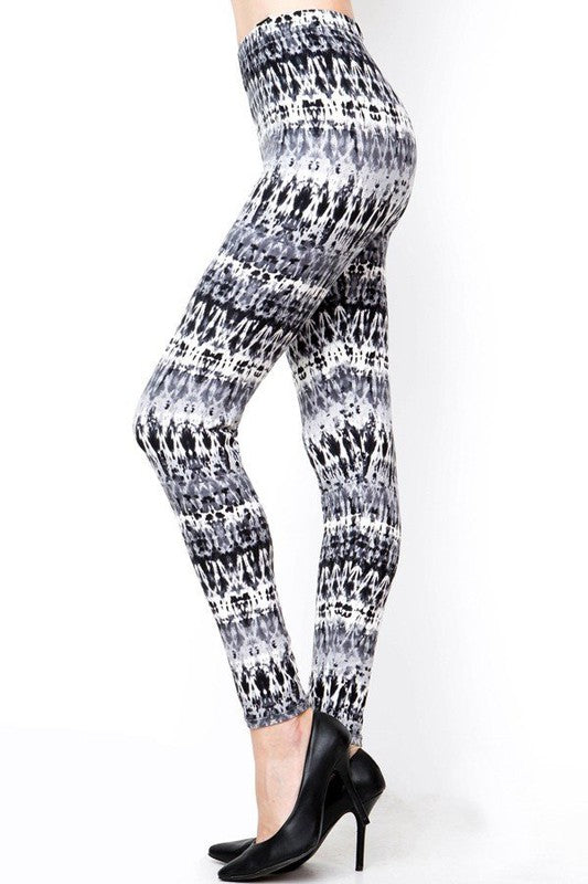 KIDS N157 KIDS ETHNIC TIE DYE PRINT BRUSHED FULL LEGGINGS