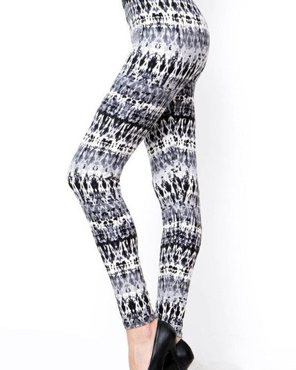 KIDS N157 KIDS ETHNIC TIE DYE PRINT BRUSHED FULL LEGGINGS
