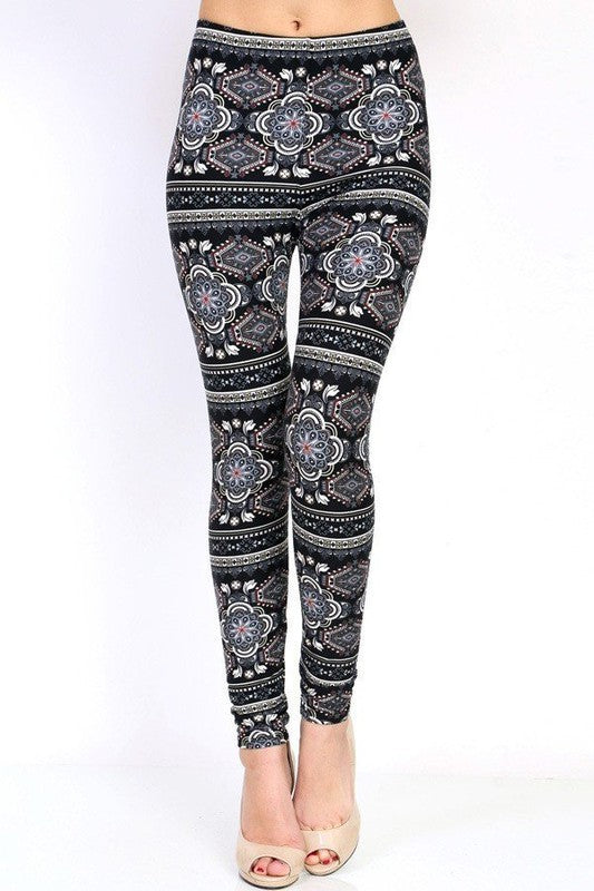 KIDS N153 KIDS ETHNIC PRINT BRUSHED LEGGINGS
