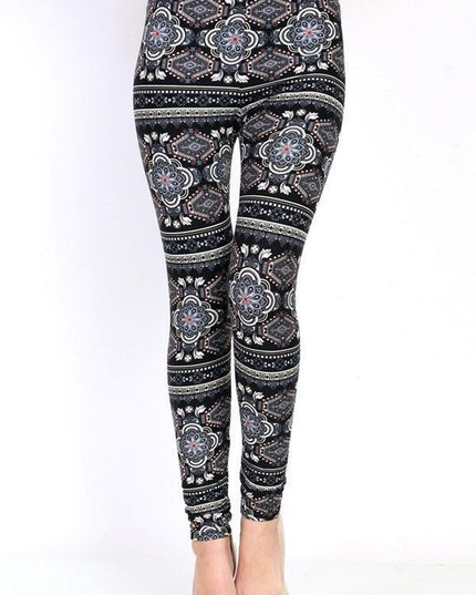 KIDS N153 KIDS ETHNIC PRINT BRUSHED LEGGINGS