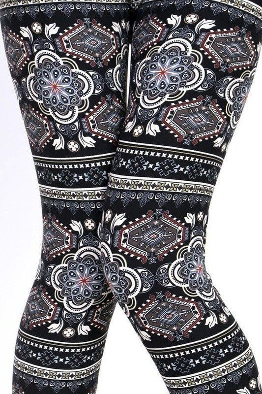 KIDS N153 KIDS ETHNIC PRINT BRUSHED LEGGINGS