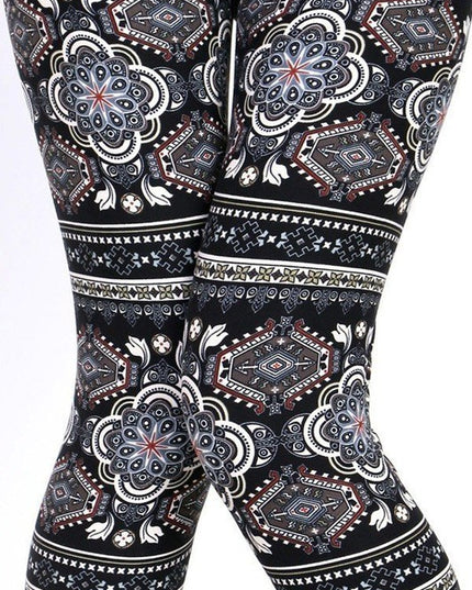KIDS N153 KIDS ETHNIC PRINT BRUSHED LEGGINGS