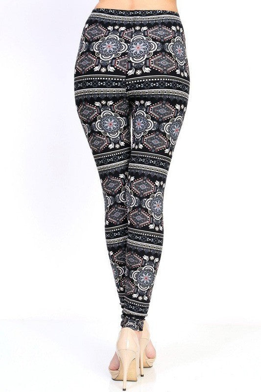 KIDS N153 KIDS ETHNIC PRINT BRUSHED LEGGINGS