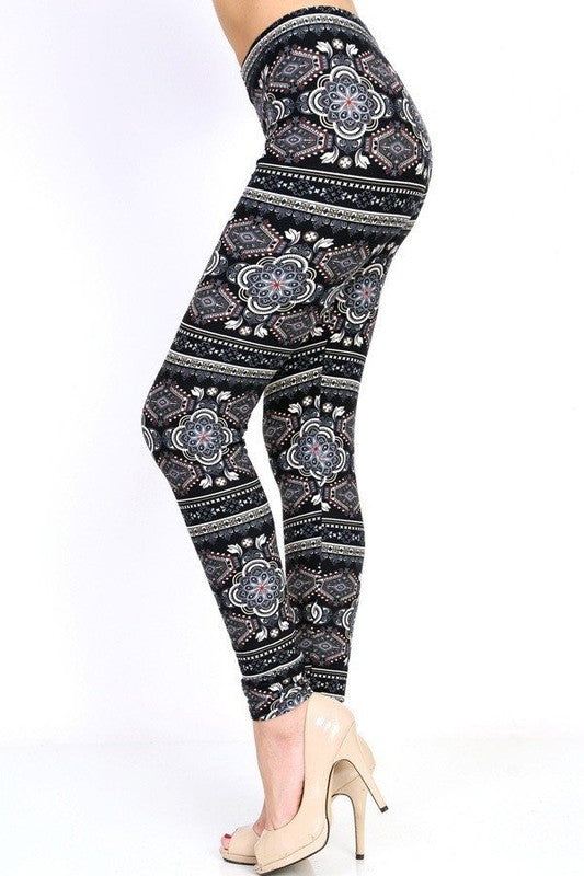 KIDS N153 KIDS ETHNIC PRINT BRUSHED LEGGINGS
