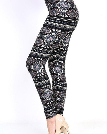 KIDS N153 KIDS ETHNIC PRINT BRUSHED LEGGINGS