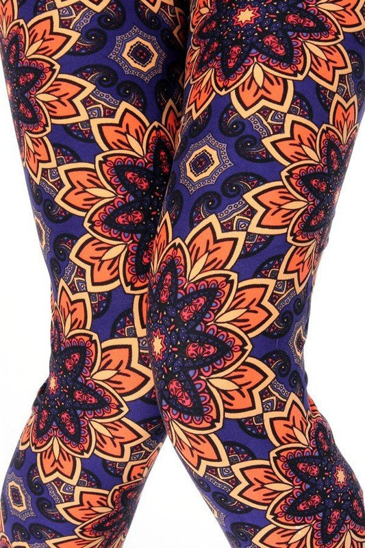 KIDS N234 KIDS BUTTERY SOFT MANDALA FLORAL PRINT LEGGINGS