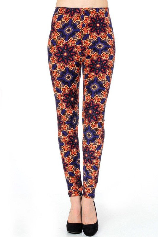 KIDS N234 KIDS BUTTERY SOFT MANDALA FLORAL PRINT LEGGINGS