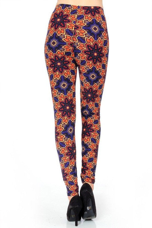 KIDS N234 KIDS BUTTERY SOFT MANDALA FLORAL PRINT LEGGINGS