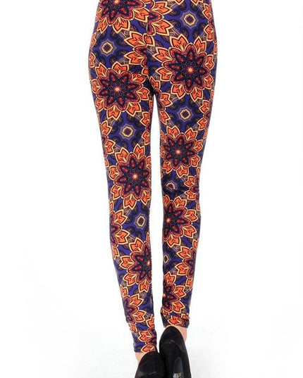 KIDS N234 KIDS BUTTERY SOFT MANDALA FLORAL PRINT LEGGINGS