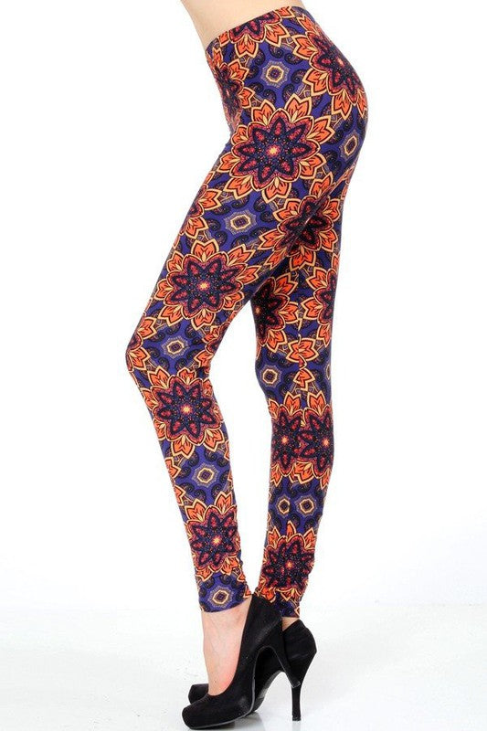 KIDS N234 KIDS BUTTERY SOFT MANDALA FLORAL PRINT LEGGINGS