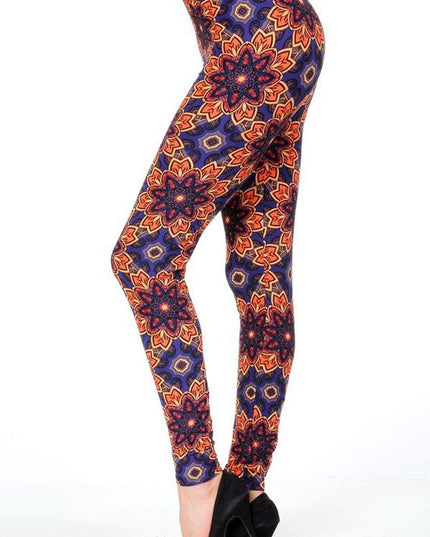 KIDS N234 KIDS BUTTERY SOFT MANDALA FLORAL PRINT LEGGINGS