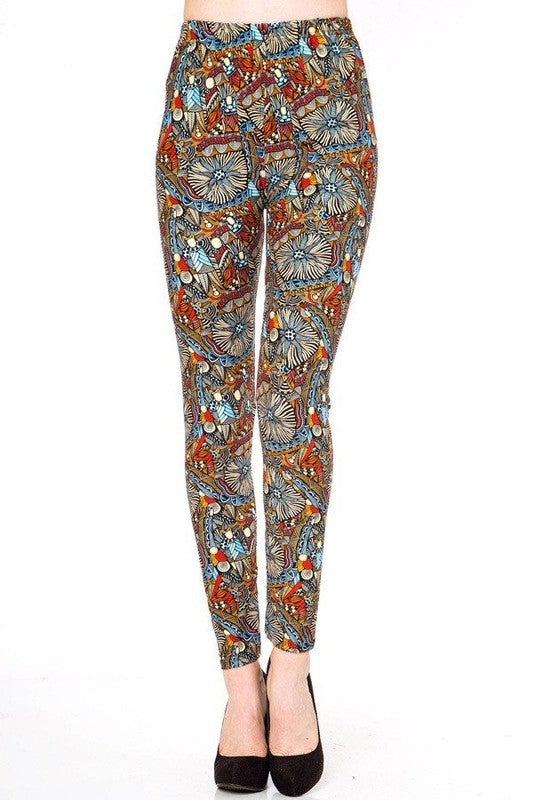 KIDS N213 KIDS ABSTRACT PRINT BRUSHED FULL LEGGINGS