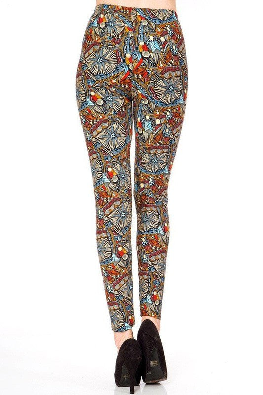KIDS N213 KIDS ABSTRACT PRINT BRUSHED FULL LEGGINGS