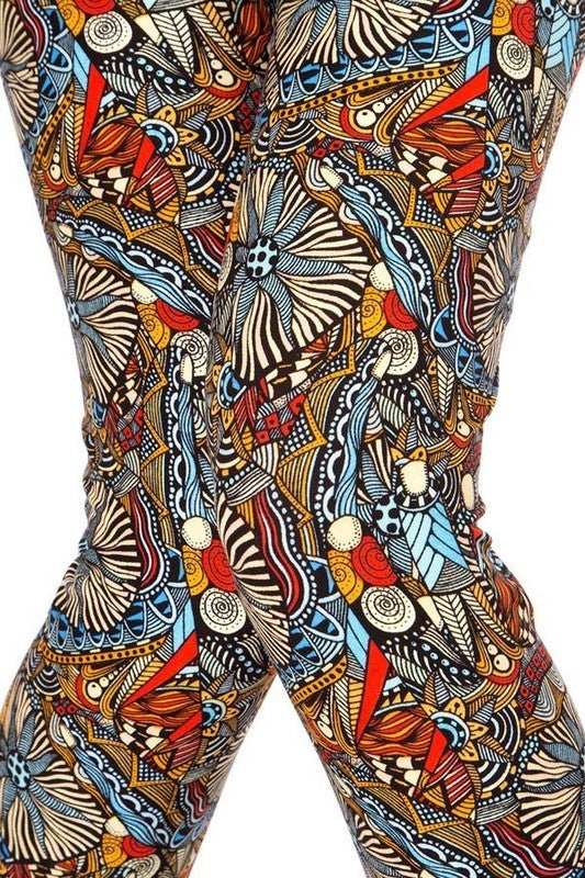 KIDS N213 KIDS ABSTRACT PRINT BRUSHED FULL LEGGINGS