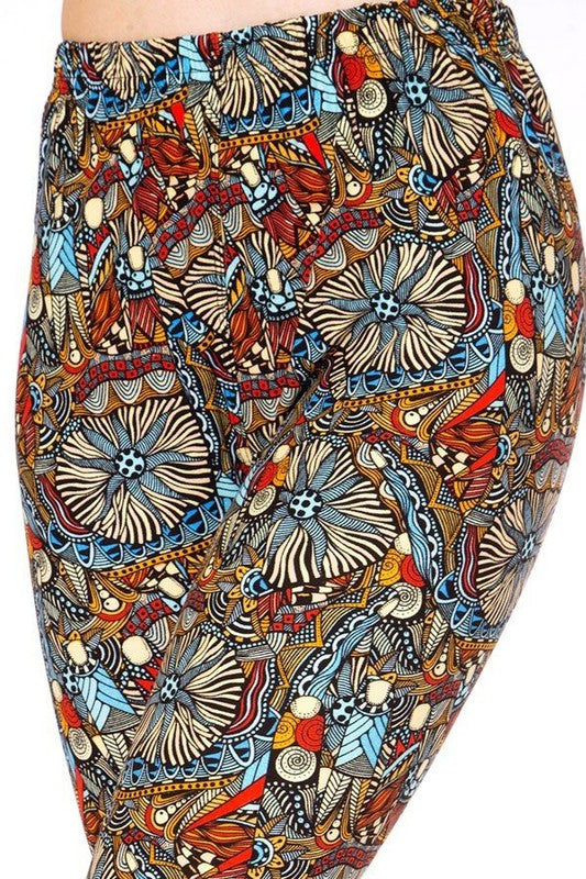 KIDS N213 KIDS ABSTRACT PRINT BRUSHED FULL LEGGINGS