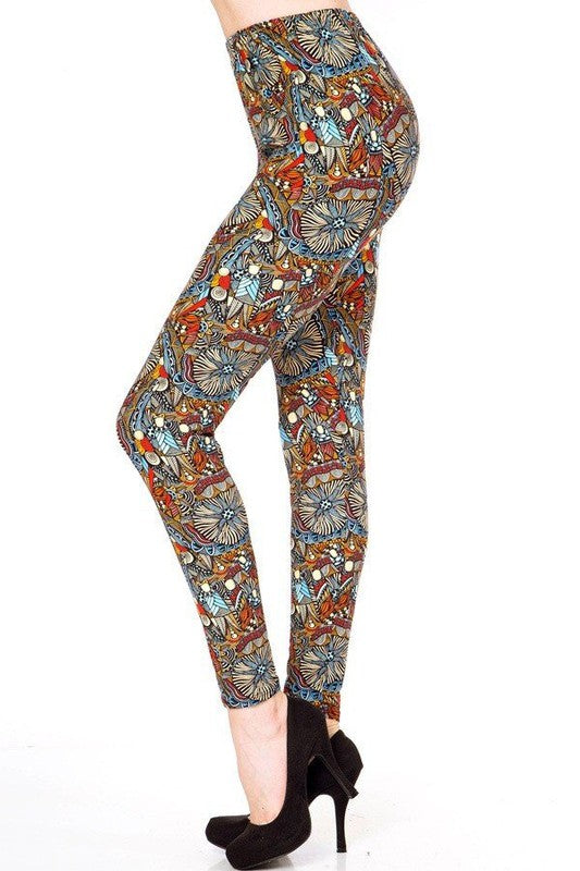 KIDS N213 KIDS ABSTRACT PRINT BRUSHED FULL LEGGINGS