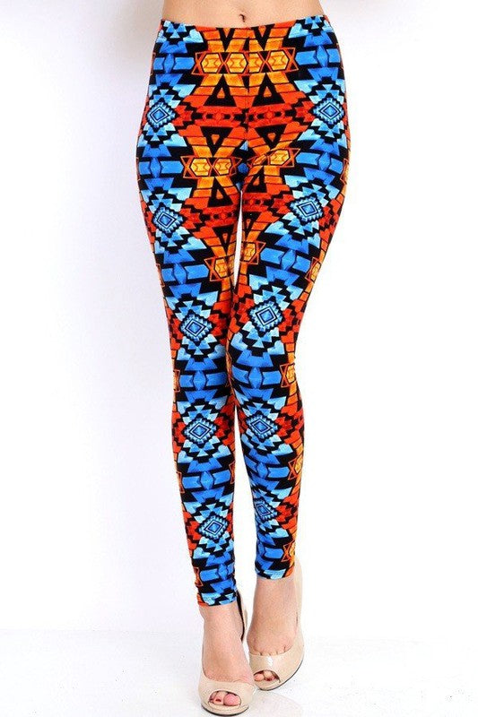 KIDS N109 KIDS TRIBAL PRINT BRUSHED LEGGINGS