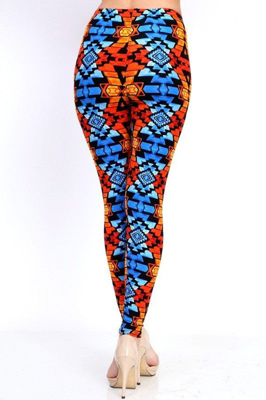 KIDS N109 KIDS TRIBAL PRINT BRUSHED LEGGINGS