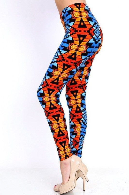 KIDS N109 KIDS TRIBAL PRINT BRUSHED LEGGINGS