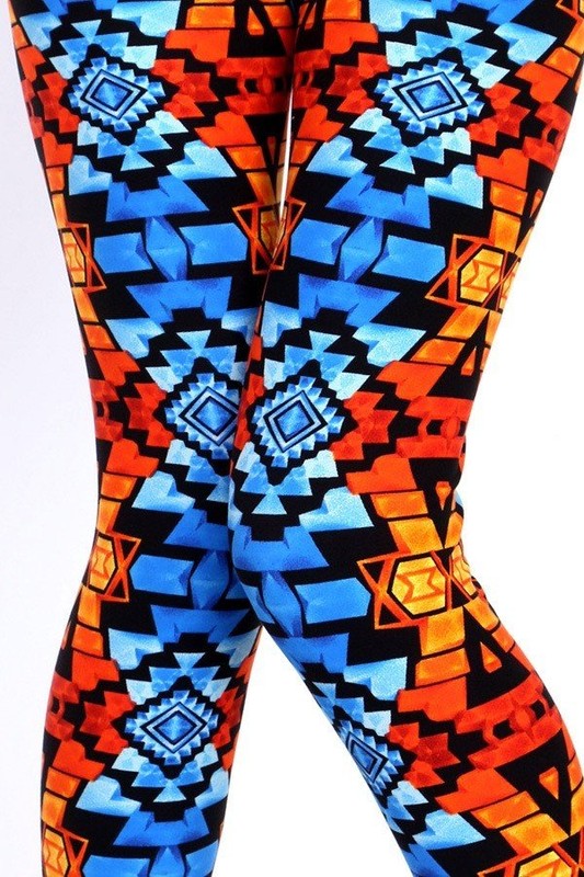 KIDS N109 KIDS TRIBAL PRINT BRUSHED LEGGINGS