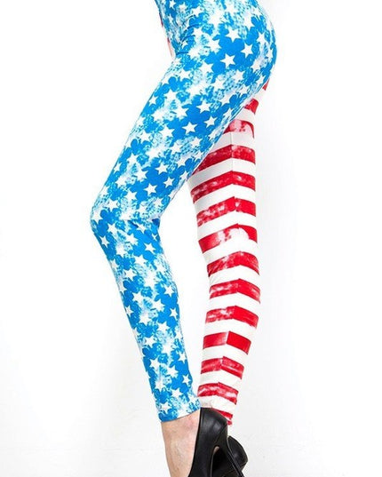 KIDS F240 KIDS AMERICAN FLAG PRINT BRUSHED LEGGINGS