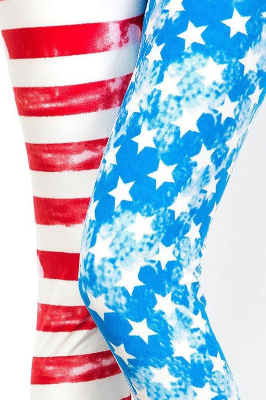 KIDS F240 KIDS AMERICAN FLAG PRINT BRUSHED LEGGINGS