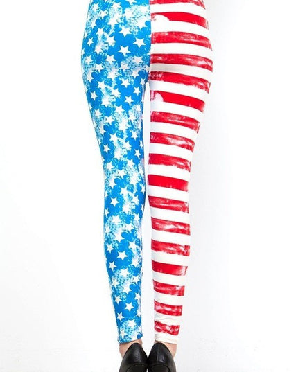KIDS F240 KIDS AMERICAN FLAG PRINT BRUSHED LEGGINGS