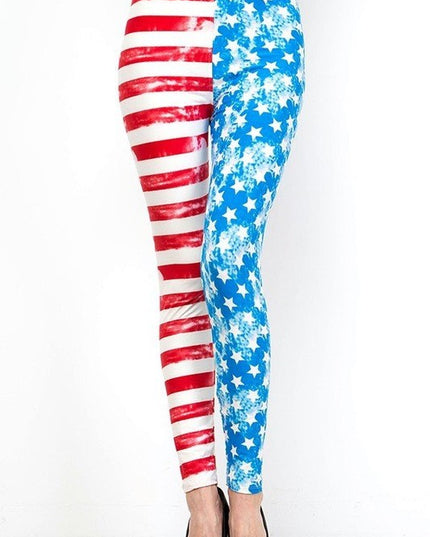 KIDS F240 KIDS AMERICAN FLAG PRINT BRUSHED LEGGINGS