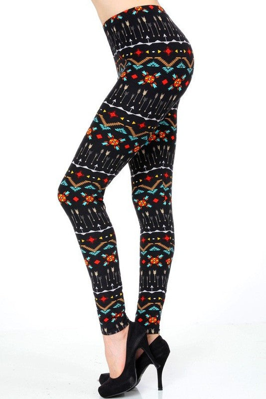 KIDS N237 KIDS BUTTERY SOFT TRIBAL PRINT FULL LEGGINGS