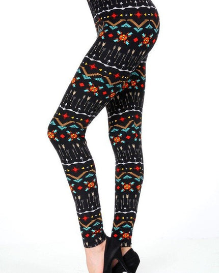 KIDS N237 KIDS BUTTERY SOFT TRIBAL PRINT FULL LEGGINGS