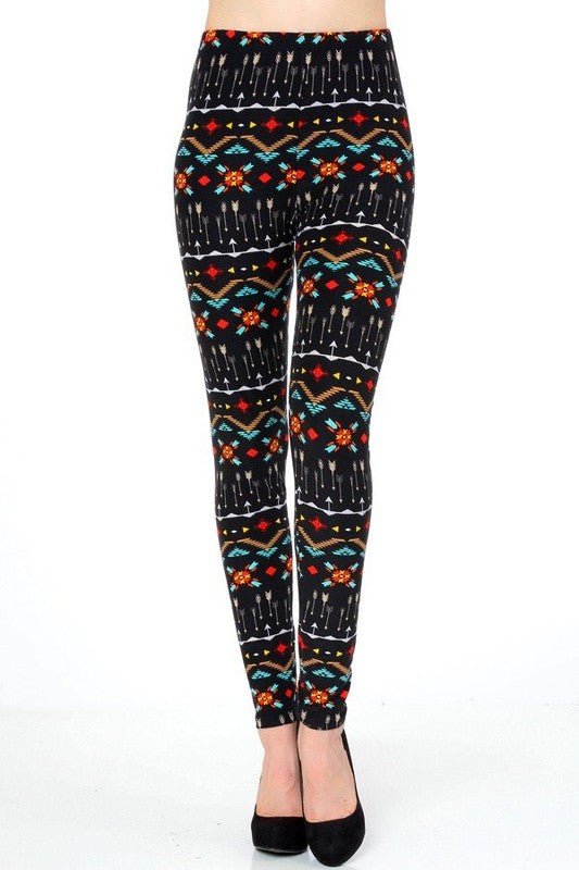 KIDS N237 KIDS BUTTERY SOFT TRIBAL PRINT FULL LEGGINGS
