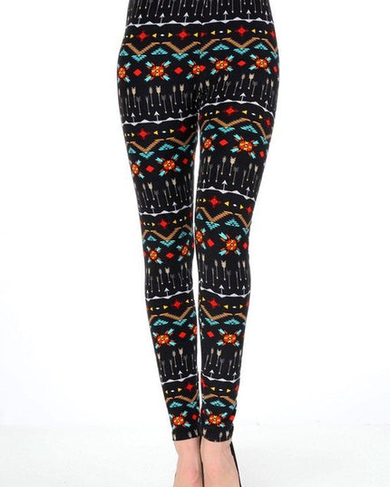 KIDS N237 KIDS BUTTERY SOFT TRIBAL PRINT FULL LEGGINGS
